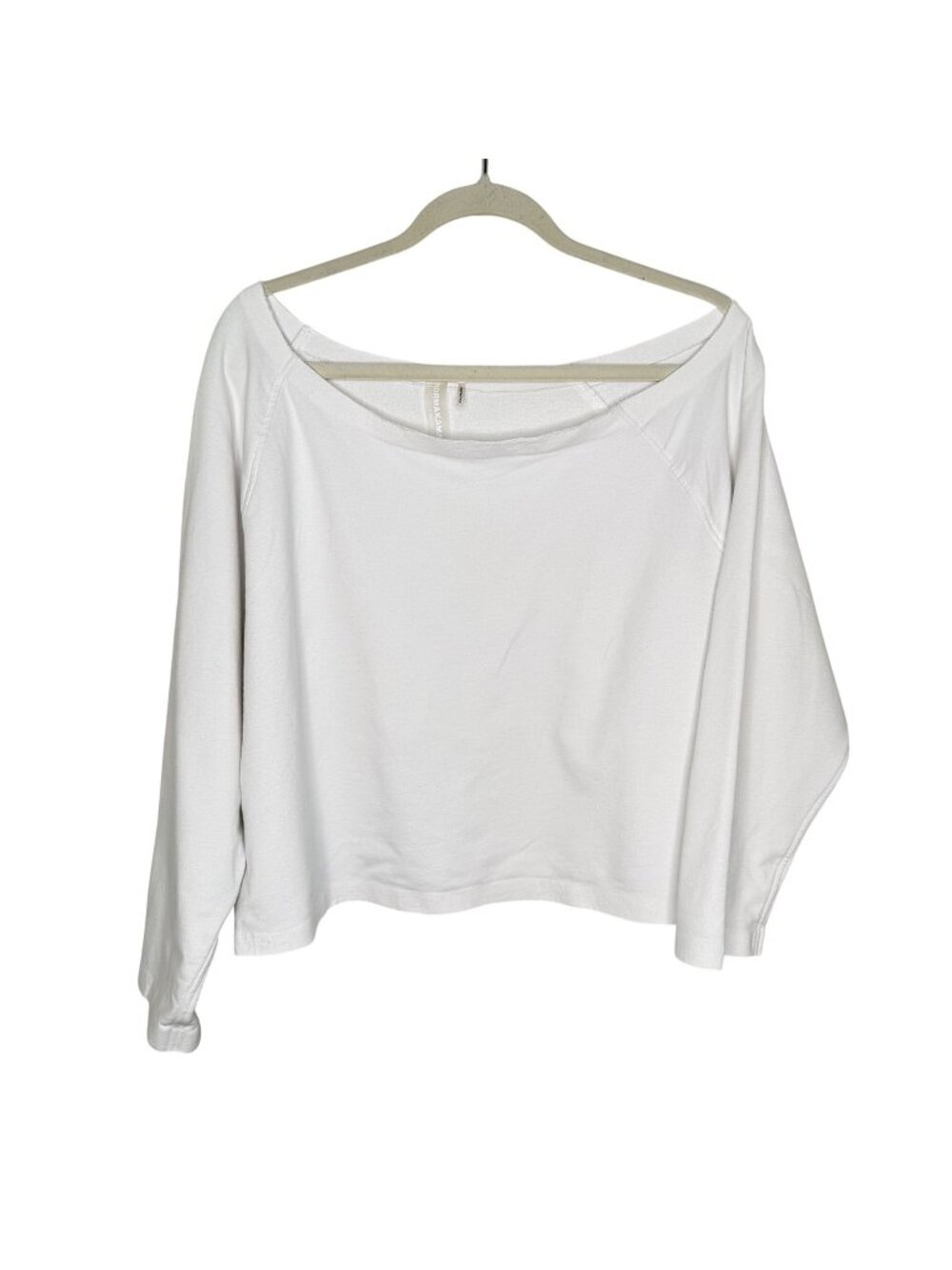 Norma Kamali White Off-The-Shoulder Long Sleeve Top, S